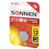 Батарейка SONNEN Lithium, CR2016, литиевая, 1 шт., в блистере, 451972 по низкой цене оптом 