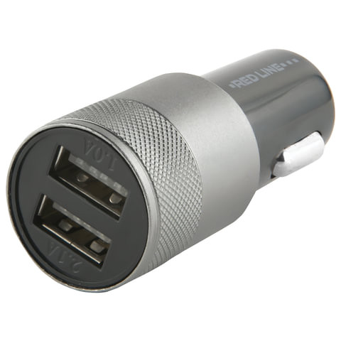 Зарядное устройство автомобильное, RED LINE C20, кабель microUSB 1 м, 2 порта USB, выходной ток 2,1 А, черное, УТ000012249 по низкой цене оптом 