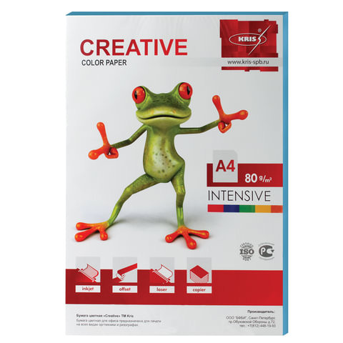 Бумага цветная CREATIVE color, А4, 80 г/м2, 100 л., интенсив, голубая, БИpr-100г по низкой цене оптом 