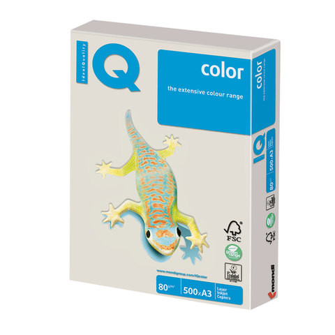 Бумага цветная IQ color БОЛЬШОЙ ФОРМАТ (297х420 мм), А3, 80 г/м2, 500 л., тренд, серая, GR21 по низкой цене оптом 