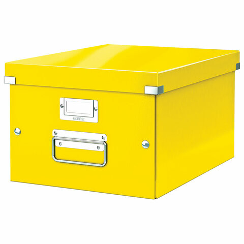 Короб архивный LEITZ "Click & Store" M, 200х280х370 мм, ламинированный картон, разборный, желтый, 60440016 по низкой цене оптом 