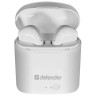 Наушники с микрофоном (гарнитура) DEFENDER TWINS 630, Bluetooth, беспроводные, белые, 63630 по низкой цене оптом 