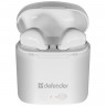 Наушники с микрофоном (гарнитура) DEFENDER TWINS 630, Bluetooth, беспроводные, белые, 63630 по низкой цене оптом 