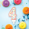 Свеча-цифра для торта "4" ДВУСТОРОННЯЯ с конфетти, 8,5 см, ЗОЛОТАЯ СКАЗКА, держатель, блистер, 591397 по низкой цене оптом 