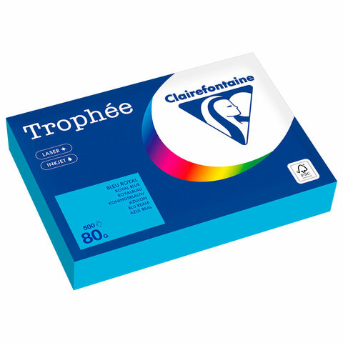 Бумага цветная CLAIREFONTAINE, А4, 80 г/м2, 500 л., интенсив, королевский синий, Фран, 1976PC по низкой цене оптом 
