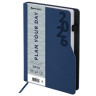 Ежедневник датированный 2026 А5 150x213мм BRAUBERG Up, под кожу софт-тач, держатель для ручки, синий, 117118 по низкой цене оптом 