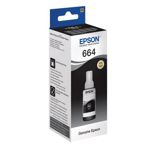 Чернила EPSON (C13T66414A) для СНПЧ Epson L100/L110/L200/L210/L300/L456/L550, черные, оригинальные по низкой цене оптом 
