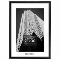 Рамка 21*30см небьющаяся, багет 14 мм, пластик, BRAUBERG "Original", черная, 391229