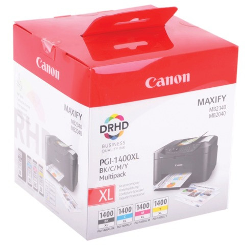 Картридж струйный CANON (PGI-1400XL BK/C/M/Y) МВ2040/МВ2340, КОМПЛЕКТ, оригинальный, 4 цвета, ресурс 1200 страниц, 9185B004 по низкой цене оптом 