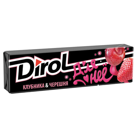 Жевательная резинка DIROL (Дирол) со вкусом клубники и черешни, 10 подушечек, 13,6 г, ш/к 49305, 58668 по низкой цене оптом 
