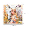 Календарь настенный перекидной 2026г, BRAUBERG, 12 листов, 28,5х28,5см, Лошадка и девочка, 116937 по низкой цене оптом 
