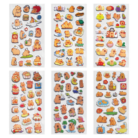 Наклейки зефирные "Капибары", 18х9,5 см, ассорти 6 видов, FUNSTER (ФАНСТЕР), 666093 по низкой цене оптом Наклейки зефирные "Капибары", 18х9,5 см, ассорти 6 видов, FUNSTER (ФАНСТЕР), 666093 по низкой цене оптом