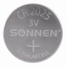 Батарейка SONNEN Lithium, CR2025, литиевая, 1 шт., в блистере, 451973 по низкой цене оптом 