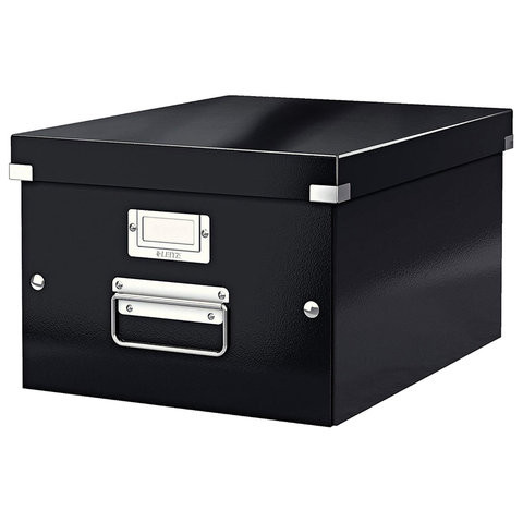 Короб архивный LEITZ "Click & Store" M, 200х280х370 мм, ламинированный картон, разборный, черный, 60440095 по низкой цене оптом 