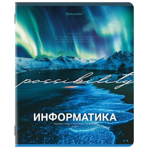 Тетрадь предметная КЛАССИКА ПРИРОДА 48л, обложка картон, ИНФОРМАТИКА, клетка, подсказ, BRAUBERG, 405088 по низкой цене оптом 