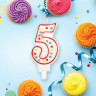 Свеча-цифра для торта "5" ДВУСТОРОННЯЯ с конфетти, 8,5 см, ЗОЛОТАЯ СКАЗКА, держатель, блистер, 591398 по низкой цене оптом 