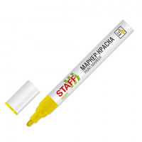 Маркер-краска лаковый (paint marker) 2-4 мм ЖЕЛТЫЙ, НИТРО-ОСНОВА, STAFF PROFIT, для любых поверхностей, 152583