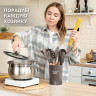 Набор силиконовых кухонных принадлежностей с деревянными ручками 12 в 1, серо-коричневый, DASWERK, 608195 по низкой цене оптом 