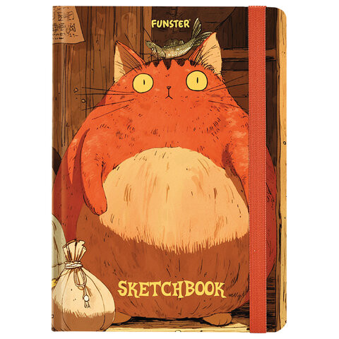 Скетчбук, белая бумага 120 г/м2, 145х203 мм, 80 л., резинка, твердый, FUNSTER, "Пухляши", 116898 по низкой цене оптом 