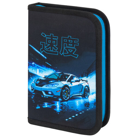 Пенал BRAUBERG с наполнением, 1 отд, 1 откидная планка, 24 предмета, Night race, 272352 по низкой цене оптом 