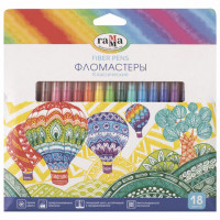 Фломастеры ГАММА "Классические", 18 цветов, вентилируемый колпачок, картонная упаковка, 180319_12