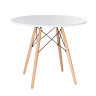 Стол обеденный BRABIX "Eames T-01", круглый диаметр 80 см, опоры дерево, пластик белый, 532633 по низкой цене оптом 
