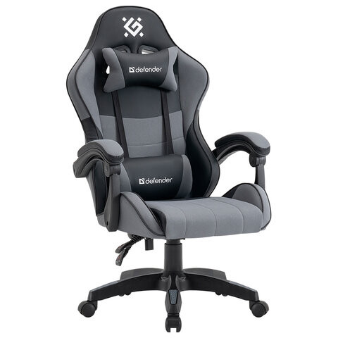 Кресло компьютерное DEFENDER Strider, 2 подушки, ткань/экокожа, черное/серое, ш/к 26715, 64056 по низкой цене оптом Кресло компьютерное DEFENDER Strider, 2 подушки, ткань/экокожа, черное/серое, ш/к 26715, 64056 по низкой цене оптом