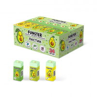 Ластик FUNSTER AVOCADO, 51х21х16мм, ЭКО-ПВХ, прямоугольный, картонный рукав, ассорти, 272723