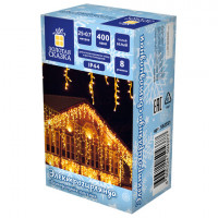 Электрогирлянда-бахрома уличная 25х0,7м, 400LED, тёплый белый, 220V, контроллер, ЗОЛОТАЯ СКАЗКА, 592551