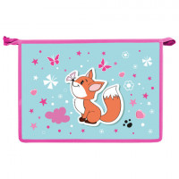 Папка для тетрадей ЮНЛАНДИЯ А4, 1 отделение, пластик, на молнии, "Lovely Fox", 271451