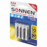 Батарейки КОМПЛЕКТ 4 шт., SONNEN Alkaline, AAA (LR03, 24А), алкалиновые, мизинчиковые, в блистере, 451088 по низкой цене оптом Краснодар, Москва, Уфа, Казань, Барнаул, Владивосток, Хабаровск, Сахалин, Красноярск, Екатеренбург, 
