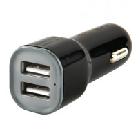 Зарядное устройство автомобильное, RED LINE AC-1A, кабель для IPhone (iPad) 1м, 2 порта USB, выходной ток 1 А, черное, УТ000012245