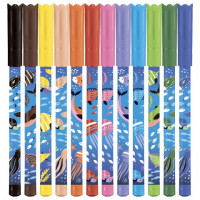 Фломастеры MAPED COLOR'PEPS Ocean Life, 12 цветов, смываемые, вентилируемый колпачок, 845701