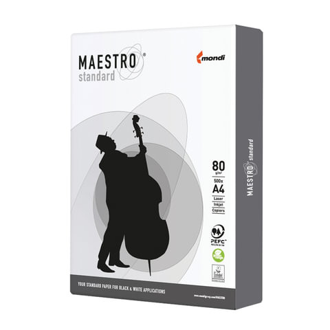 Бумага офисная А4, 80 г/м2, 500 л., марка С, MAESTRO STANDARD, Россия, 146% (CIE) по низкой цене оптом 