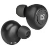 Наушники с микрофоном (гарнитура) DEFENDER TWINS 638, Bluetooth, беспроводные, черные, 63638 по низкой цене оптом 