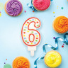 Свеча-цифра для торта "6" ДВУСТОРОННЯЯ с конфетти, 8,5 см, ЗОЛОТАЯ СКАЗКА, держатель, блистер, 591399 по низкой цене оптом 