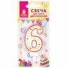 Свеча-цифра для торта "6" ДВУСТОРОННЯЯ с конфетти, 8,5 см, ЗОЛОТАЯ СКАЗКА, держатель, блистер, 591399 по низкой цене оптом 