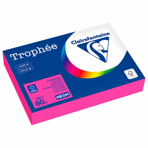 Бумага цветная CLAIREFONTAINE, А4, 80 г/м2, 500 л., неон, розовый, Франция, 2973PC по низкой цене оптом 