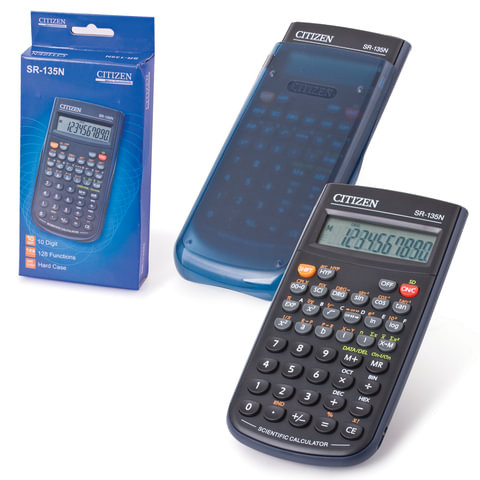 Калькулятор инженерный CITIZEN SR-135N (154х84 мм), 128 функций, 8+2 разряда, питание от батарейки, сертифицирован для ЕГЭ по низкой цене оптом 