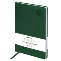 Ежедневник датированный 2026 БОЛЬШОЙ ФОРМАТ 210х297мм А4, BRAUBERG Favorite, под кожу, зеленый, 117239