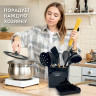 Набор силиконовых кухонных принадлежностей с деревянными ручками 13 в 1, черный, DASWERK, 608197 по низкой цене оптом 