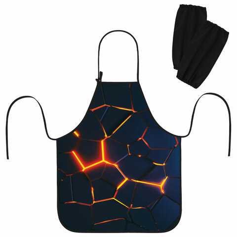 Фартук с нарукавниками для уроков труда ЮНЛАНДИЯ, регулировка по росту, 46х54 см, Volcano split, 273632 по низкой цене оптом 