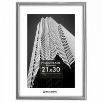 Рамка 21*30см небьющаяся, багет 12 мм, пластик, BRAUBERG "Original", серебристая, 391231