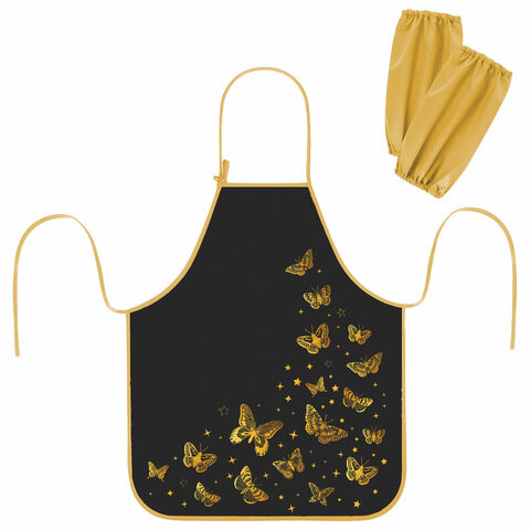 Фартук с нарукавниками для уроков труда ЮНЛАНДИЯ, регулировка по росту, 46х54 см, Golden, 273635 по низкой цене оптом Фартук с нарукавниками для уроков труда ЮНЛАНДИЯ, регулировка по росту, 46х54 см, Golden, 273635 по низкой цене оптом