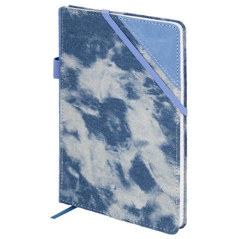 Блокнот А5 135x210мм BRAUBERG "Denim", ткань/экокожа, резинка, держатель, 80л клетка, голубой, 117138 по низкой цене оптом Блокнот А5 135x210мм BRAUBERG "Denim", ткань/экокожа, резинка, держатель, 80л клетка, голубой, 117138 по низкой цене оптом