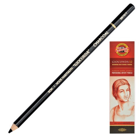 Карандаш угольный KOH-I-NOOR, 1 шт., "Gioconda", корпус черный, средняя твердость, 3,8 мм, 8810002001KS по низкой цене оптом 