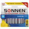 Батарейки КОМПЛЕКТ 10 шт, SONNEN Alkaline, AAA (LR03, 24А), алкалиновые, мизинчиковые, в коробке, 451089 по низкой цене оптом Краснодар, Москва, Уфа, Казань, Барнаул, Владивосток, Хабаровск, Сахалин, Красноярск, Екатеренбург, 