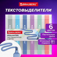Набор текстовыделителей 6 ПАСТЕЛЬНЫХ ЦВЕТОВ, BRAUBERG "Macaroon", мягкий скошенный наконечник 1-5 мм, 152515