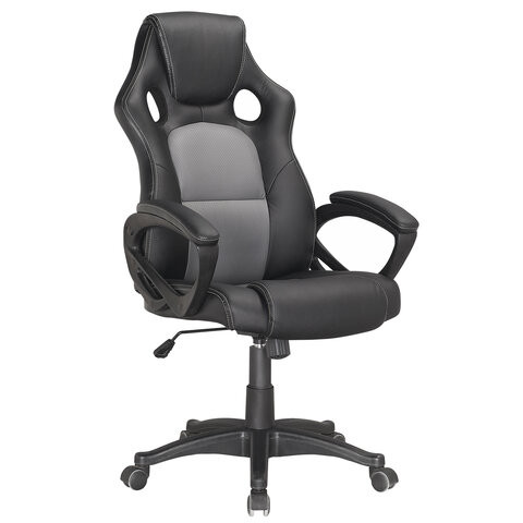 Кресло компьютерное BRABIX "Rider Plus EX-544" КОМФОРТ, экокожа, черное/серое, 531582 по низкой цене оптом 