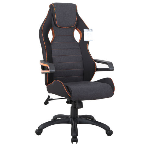 Кресло компьютерное BRABIX "Techno Pro GM-003", ткань, черное/серое, вставки оранжевые, 531813 по низкой цене оптом 